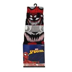 6 pair MARVEL COMICS Spiderman Hyp Venmo Carnage CREW SOCKS Athletic